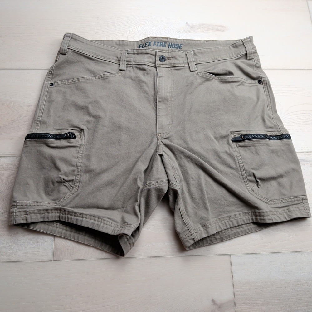 Duluth Trading Cargo Shorts Mens 42 Flex Fire Hose Gray Stretch Standard Fit